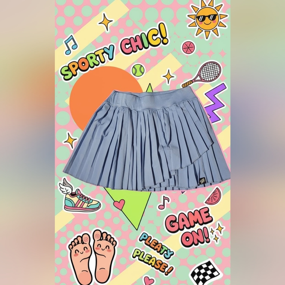 Blue Pleated Skirt